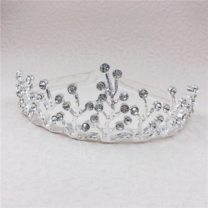 Detail of silver branch crown with clear rhinestones and polished alloy plating