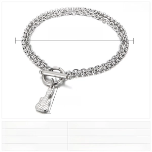 Detaillierte Größentabelle für Edelstahl-Gitarrenanhänger-Armband mit OT-Verschluss