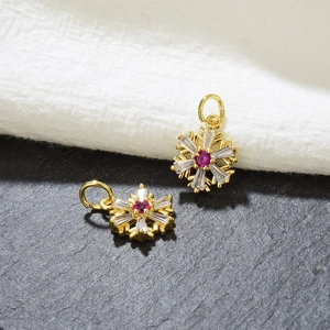 Golden snowflake pendant with cubic zirconia for jewelry making DIY bracelets and necklaces