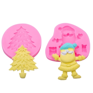 Christmas tree and Santa Claus silicone molds for cake mousse and fondant decoration