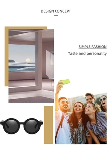 Close-up of retro matte black round frame sunglasses for kids with stylish lifestyle photos