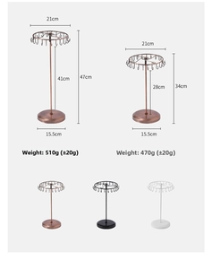 Rotating metal jewelry display stand dimensions and weight specifications for necklaces