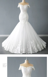 Détails de dentelle et broderie de perles sur cette robe de mariée sirène chic
