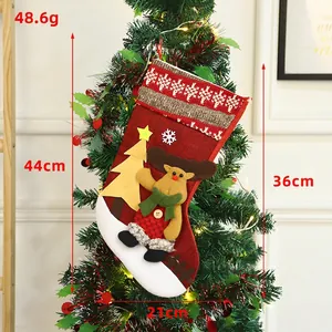 Calza di Natale con renna applicata, altezza 44cm, peso 48,6g per decorazione