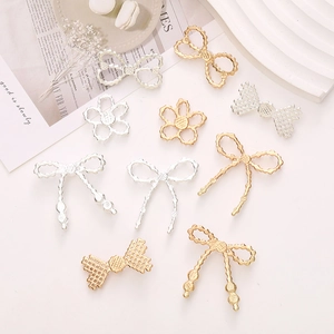 Breloques DIY en alliage de zinc nœuds et fleurs pour bijoux en finition or et argent