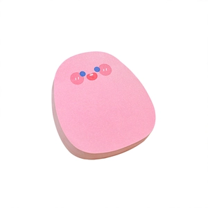 Cute pink egg-shaped sticky notes with a simple cartoon smiley face stationery item