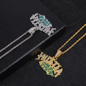 Hip hop dollar money bag hustle pendant necklace in gold and silver with rhinestones