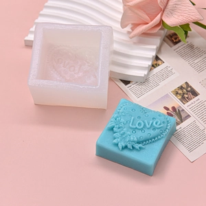 Love heart bouquet silicone mold for DIY soap and candle making with floral relief