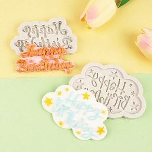 Cloud-shaped Happy Birthday silicone clay mold for DIY cake decoration and chocolates