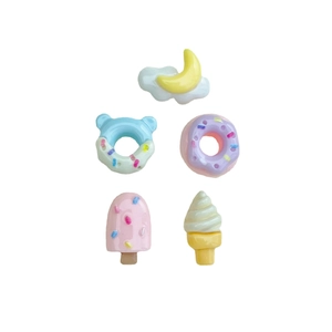 5-piece mini resin dessert charms including ice cream, donut and popsicle for DIY crafts