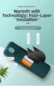 Detail showing 4-layer vacuum insulation with 304 stainless steel and thermal coating