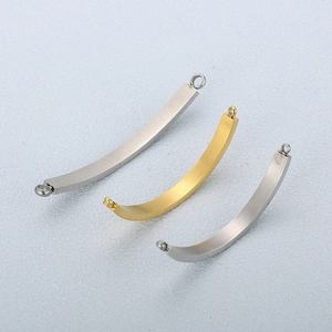 Curved stainless steel bar connectors in gold and silver for DIY jewelry making