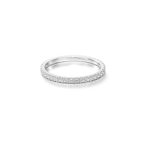 Minimalist 925 sterling silver eternity ring featuring small clear cubic zirconia stones