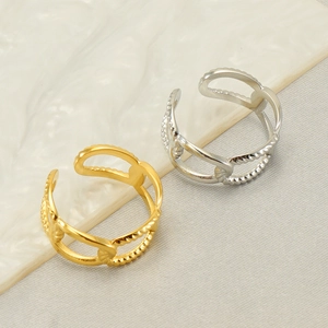 Minimalist gold and silver hollow circular adjustable stainless steel rings for women
