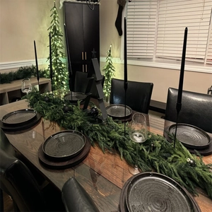 Realistic PE pine garland Christmas table runner for festive holiday home decor