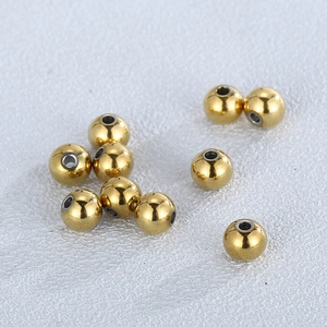 Polished 18K gold plated stainless steel round beads for DIY jewelry making