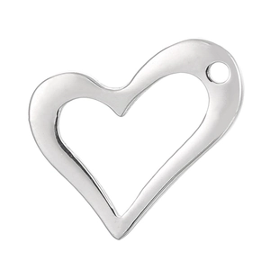 Minimalist silver stainless steel hollow heart pendant with hole for jewelry making