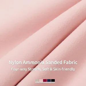 Pink high-stretch brushed nylon yoga fabric with soft skin-friendly four-way stretch