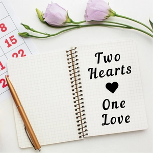 Détail d'un carnet à spirales avec papier quadrillé et une typographie romantique