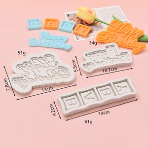 Silicone happy birthday baby letter cake molds for DIY baking decoration set