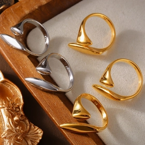 Bohemian 18k gold plated stainless steel irregular open rings in gold and silver