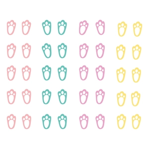 Easter bunny paw print floor stickers in pastel pink green purple and yellow colors