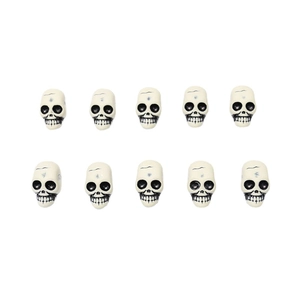 Set of 10 mini plastic skulls for Halloween decoration and DIY party prop crafts