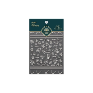 Nagelkunst-Sticker-Set mit Blumen und Schmetterlingen in weißer Linienoptik mit Verpackung