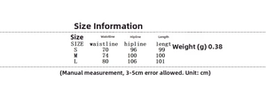 Tableau des tailles détaillé pour pantalons Y2K à strass avec mesures de taille