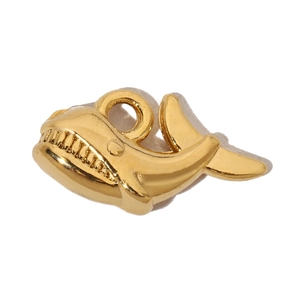 Detailed view of a golden whale pendant made of durable stainless steel for DIY jewelry