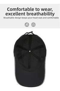 Close-up of breathable mesh baseball cap showing interior lining and sweatband detail