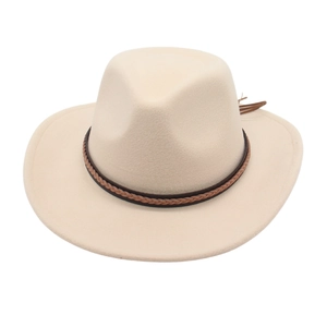 Cappello Fedora Vintage Unisex A Tesa Larga Stile Cowboy In Feltro Con Fascia Intrecciata Jazz Protezione Solare Retro Britannico