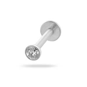 G23 F136 titanium piercing jewelry with 3mm cubic zirconia stud and flat back plate