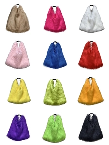 Y2K style faux fur tote bags in 12 vibrant colors featuring a soft plush texture