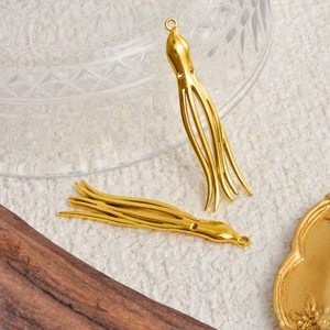 Two golden octopus pendants made of 304 stainless steel for DIY necklace jewelry making