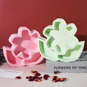 Moldes de silicona con forma de flor rosa y verde para bandejas de resina DIY