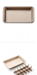 Champagne gold non-stick brownie pan with 18-grid divider and heat-resistant steel build