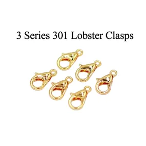 Group of six 18K gold plated lobster clasps for DIY jewelry making and necklaces