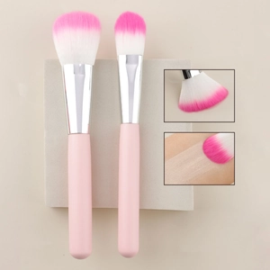 Pink matte makeup brush set with silver ferrules and white-pink gradient bristles