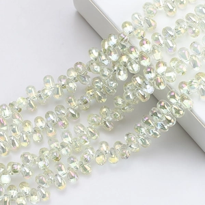 Macro shot of 6x9mm teardrop iridescent glass crystal beads for DIY jewelry making