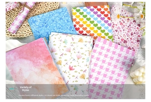 Detail of 6 styles scrapbooking papers with hearts and florals, 180 sheets for DIY projects