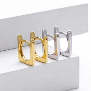 Orecchini a cerchio geometrici in argento sterling S925 lucido in oro e argento