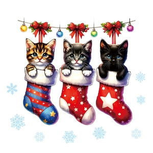 Stickers de Noël avec chatons dans des chaussettes et flocons pour décoration fenêtre
