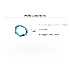 Detail showing beaded bracelet with turquoise and agate, 19cm length and 13.7g weight