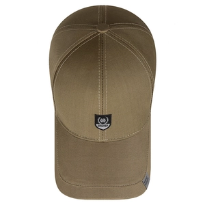 Adjustable business casual baseball cap in dark olive green with embroidered shield logo