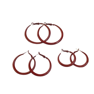 Minimalist Ancora red round hoop earrings in three sizes on a clean white background