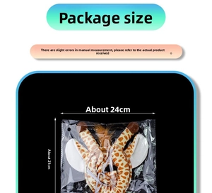 Size guide showing 24cm width and 21cm height for giraffe ear headband and tail set