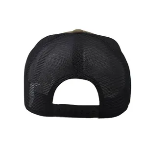 Detail of adjustable snapback closure and breathable mesh on the back of the trucker hat