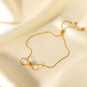 Bracelet En Acier Inoxydable Avec Nœud Pour Femmes Chaîne Serpent Réglable Bijoux Dorés Élégant Cadeau