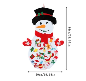 Pupazzo di neve natalizio in feltro fai-da-te con dimensioni di 84 cm x 50 cm